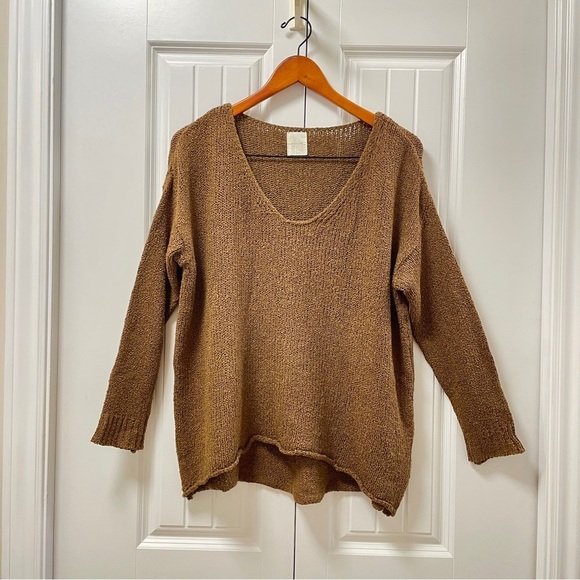 Oak + Fort (Loft 82) Oversized Wool Knit Sweater in Golden Brown - Picture 1 of 15